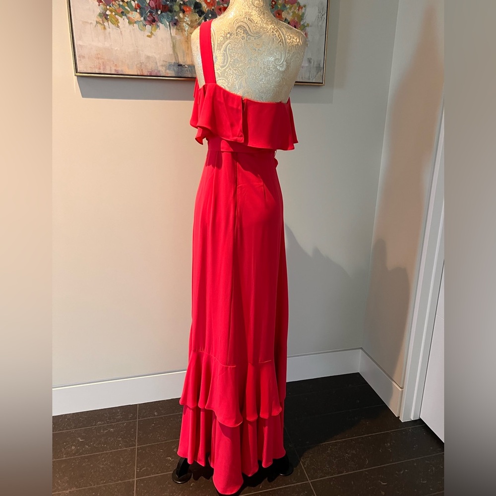 BCBGMaxAzria Pink Ruffle Wrap Maxi Dress - Picture 4 of 7